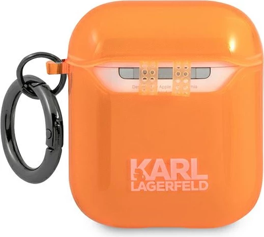 Mbështjellës Karl Lagerfeld KLA2UCHFO për AirPods 1/2, me unazë, portokalli