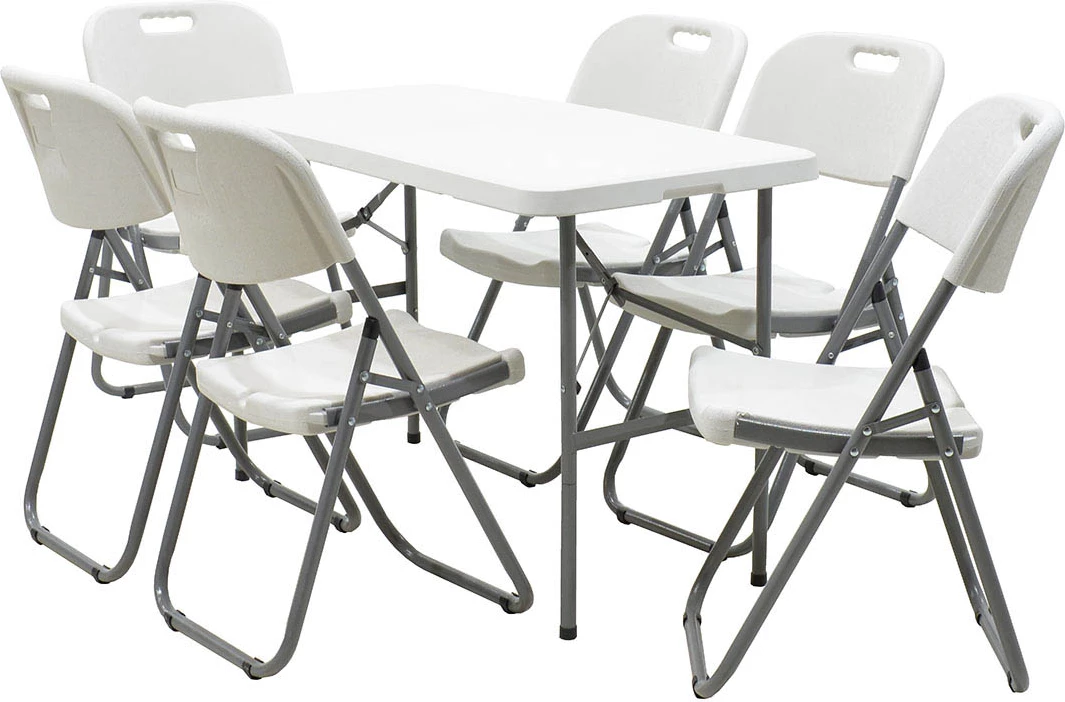 Tavolinë palosëse për kamping, ngjyrë e bardhë, 122x60x74 cm