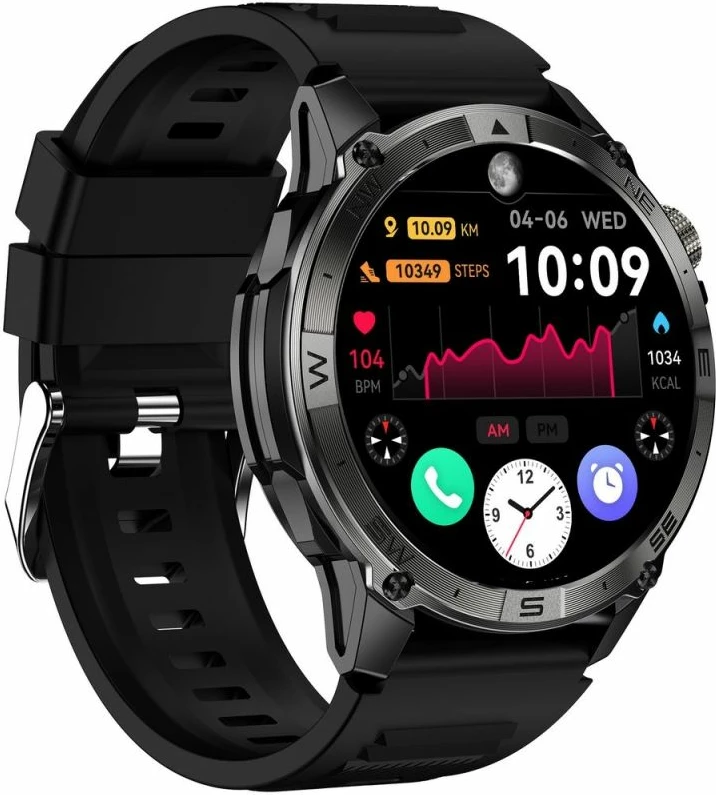 Smartwatch Gravity GT46-1, i zi, set me rrip silikoni dhe byzylyk çeliku