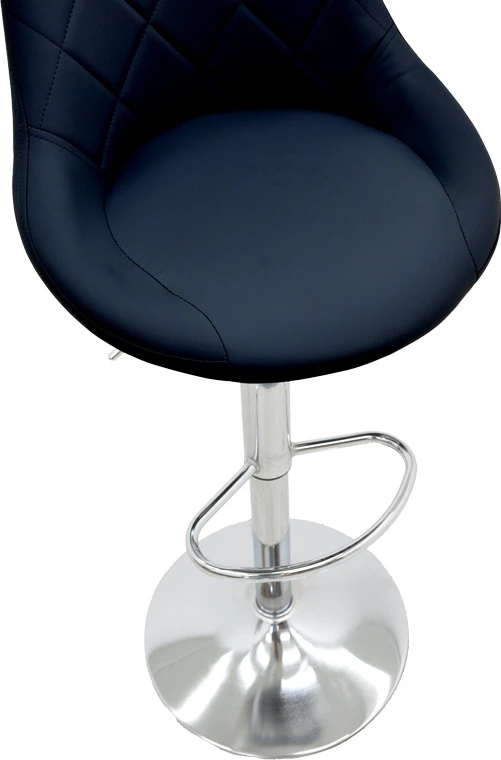 Karrige për bar Boronez, lartësi e rregullueshme, lëkurë artificiale e zezë, bazë kromi, 47x49x112cm, set prej 2 copash