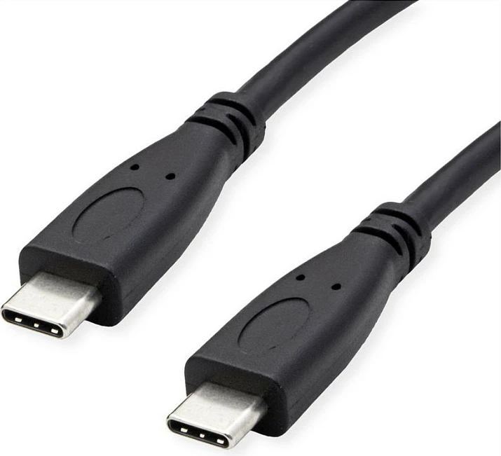 Kabllo USB-C ROLINE 11.44.9057, 1m, USB 3.2 Gen 2, 10 Gbit/s, USB PD 100W, e zezë