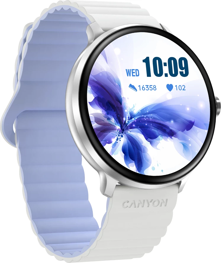 Smartwatch CANYON Jacky SW-69 (CNS-SW69WB), 1.30\" 360x360, Bluetooth 5.1, 200 mAh, White/Blue