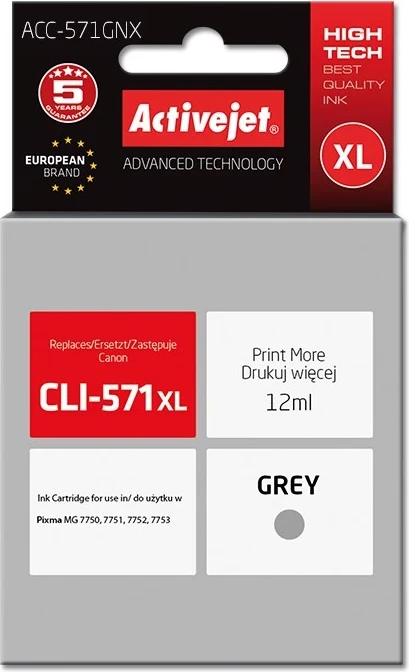 Toner zëvendësues Activejet ACC-571GNX për printer Canon, 12ml, hiri