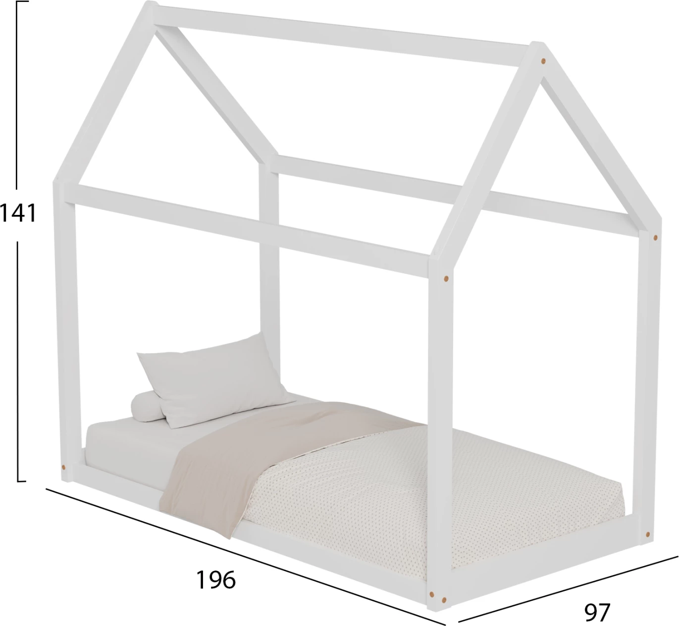Krevat për fëmijë PEPE FH677.03 t.MONTESSORI dru pishe i bardhë - 190x90cm