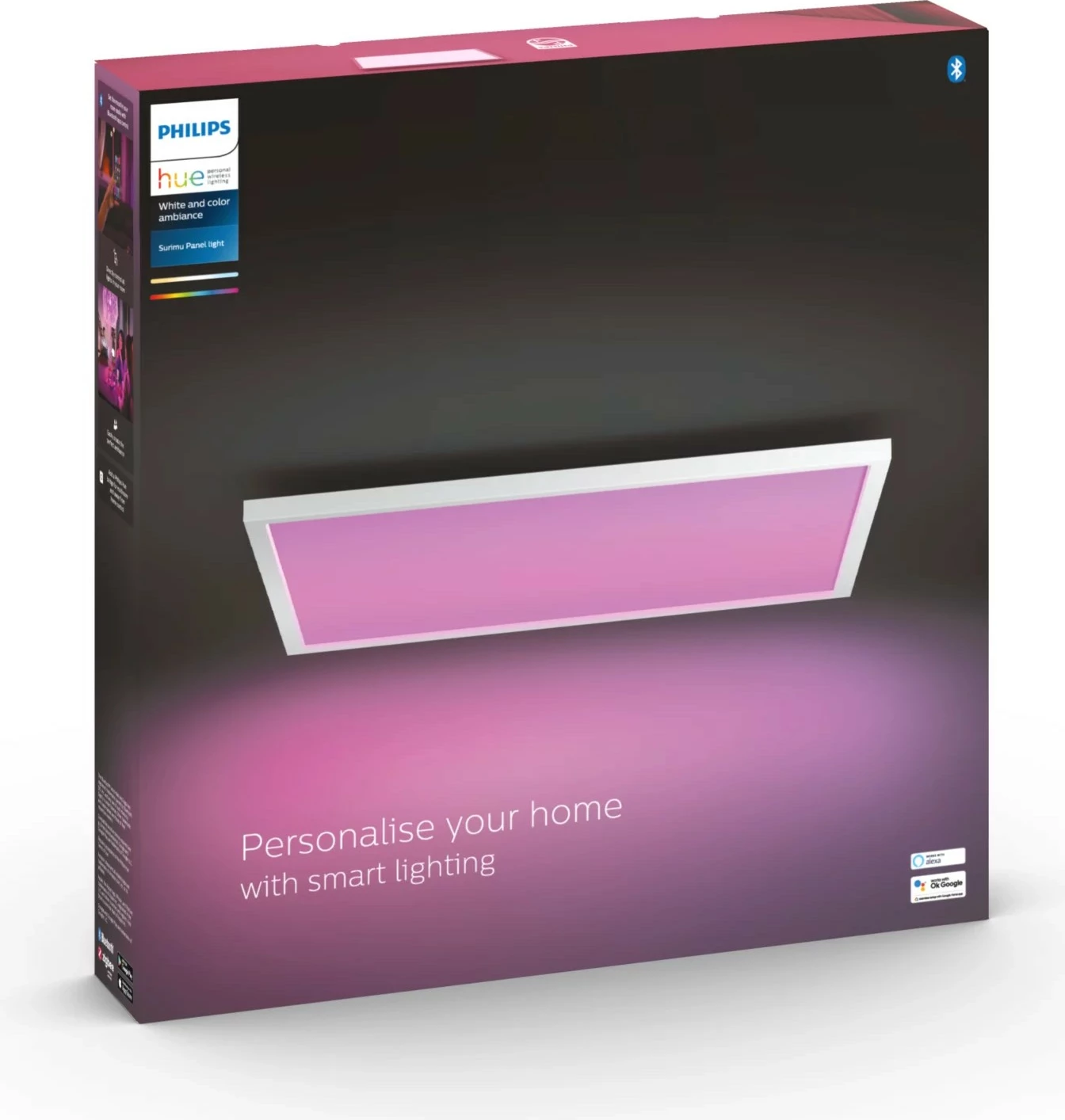 Panel ndriçimi i mençur Philips Hue Surimu Square, LED, 60W, ngjyra të ndryshueshme, bardhë