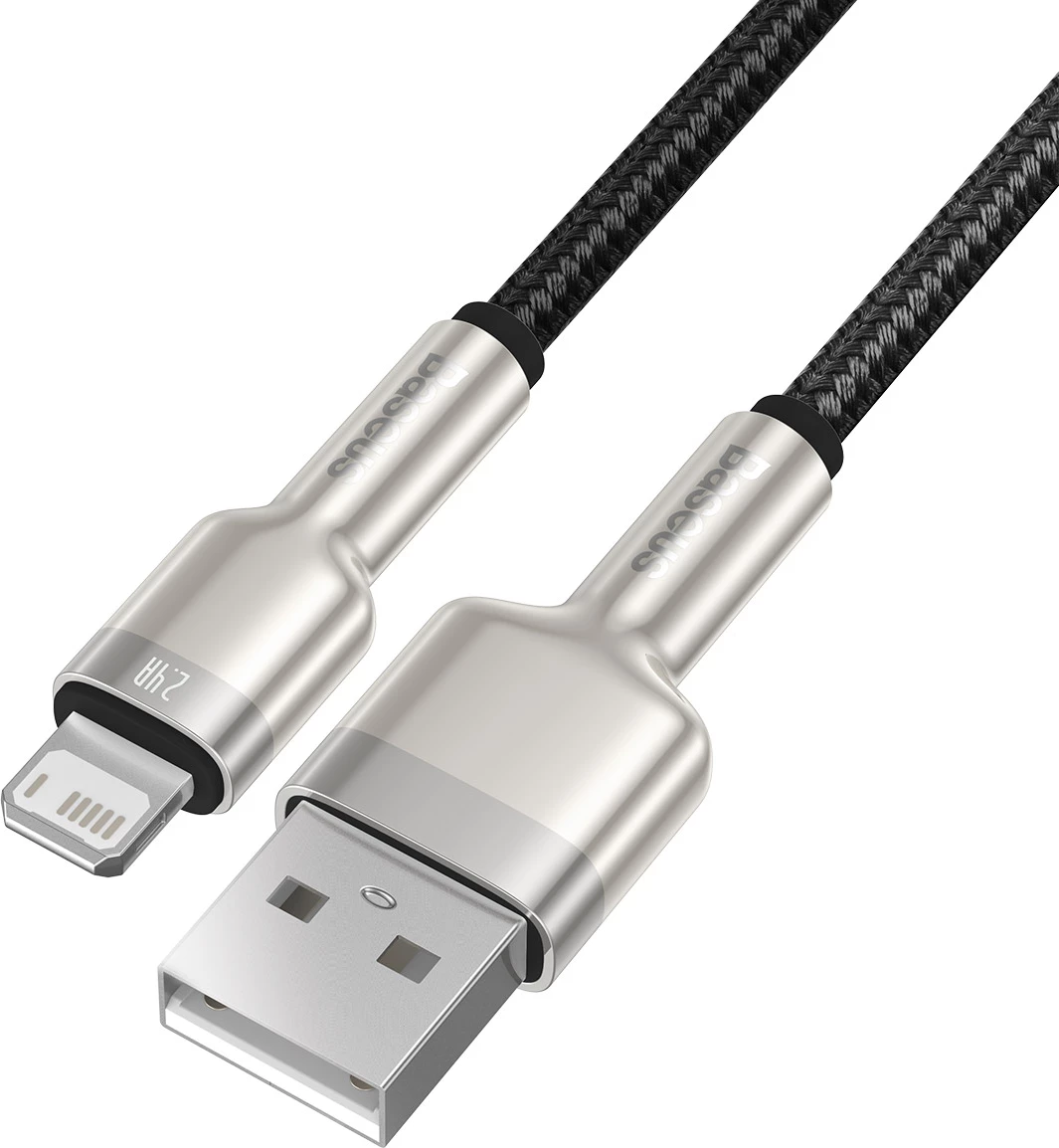 Kabllo Baseus Cafule Series Metal Data CALJK-A01, USB-A në Lightning, 1m, 2.4A, e zezë