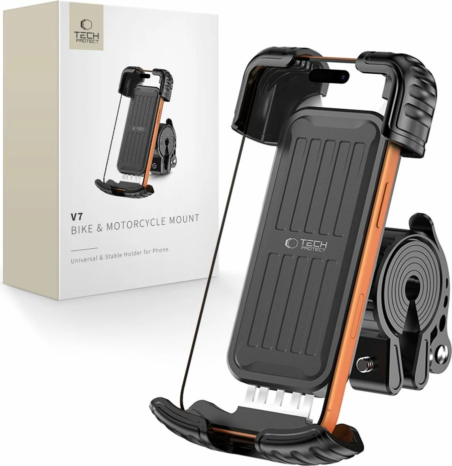 Mbajtëse celulari për timon Tech-Protect V7, për 5.7–6.8", e zezë, 1 copë