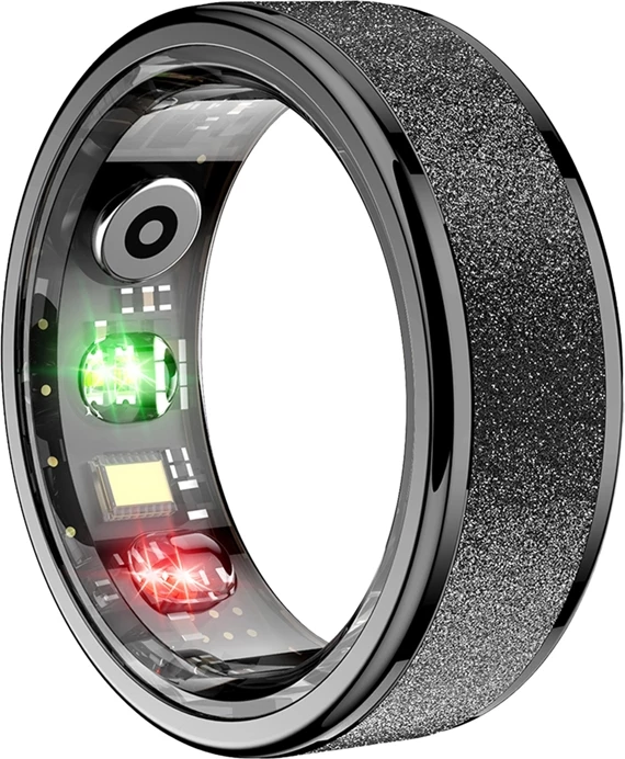 Unazë inteligjente, Colmi R10, diametër i brendshëm 18.3 mm, madhësi 8, Bluetooth 5.0, 5ATM, me kuti karikimi, e zezë