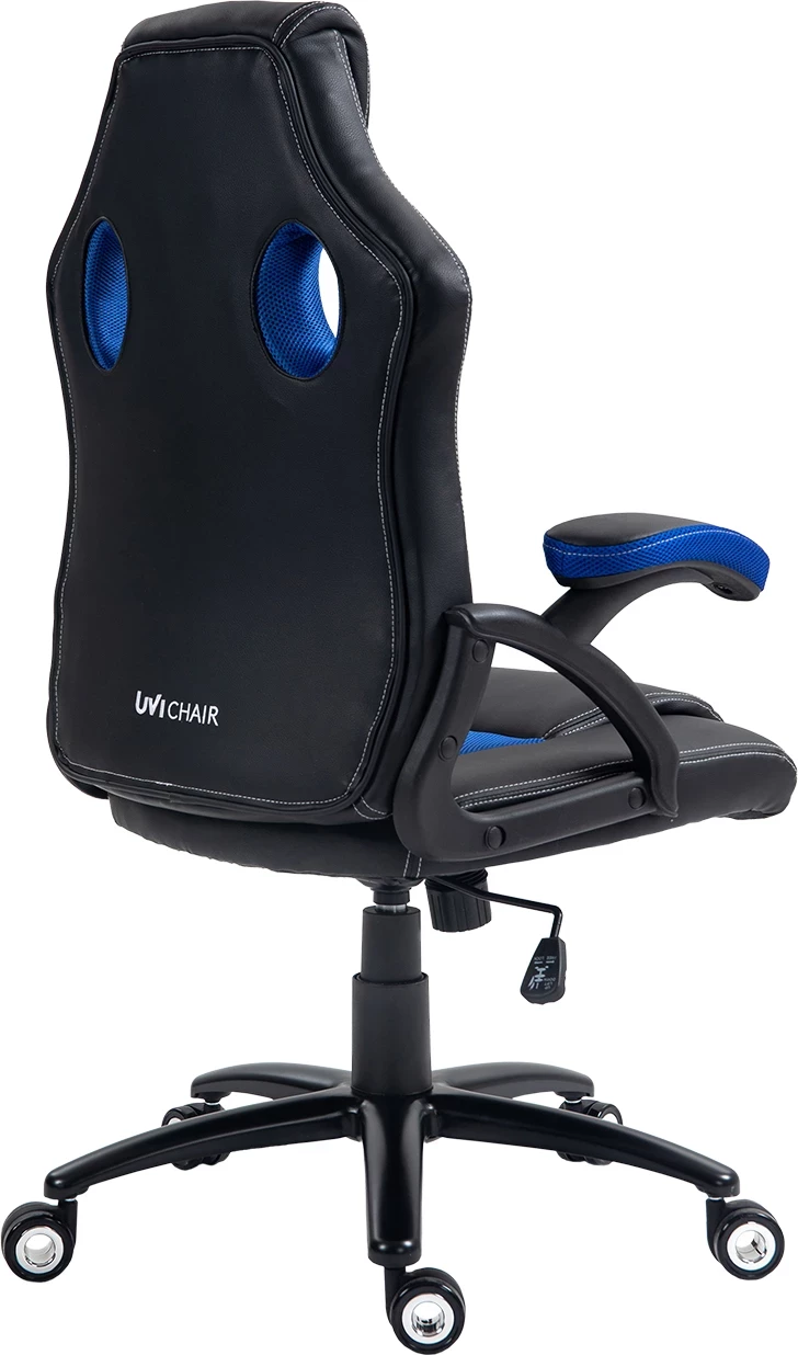Karrige gaming/zyre UVI Storm UVI7002, rregullim lartësie 10 cm, mekanizëm butterfly, pjerrësi deri 30°, blu/e zezë