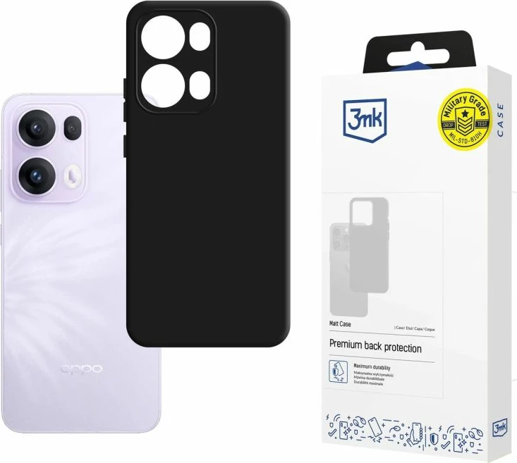 Kuti telefoni 3mk Protection Matt Case për Oppo Reno 13 Pro, e zezë