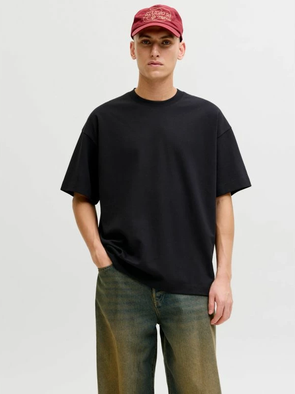 Maicë për meshkuj Jack&Jones JJEBARRON TEE SS O-NECK NOOS 12298906, e zezë