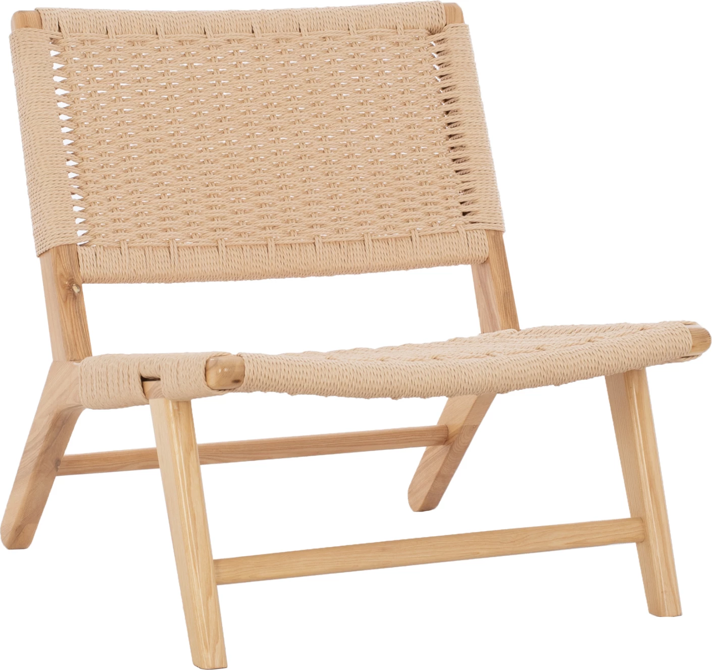 Karrige ANIKA pa krahë, dru, litar i thurur, FH8917.01, 67.5x75x73.5 cm