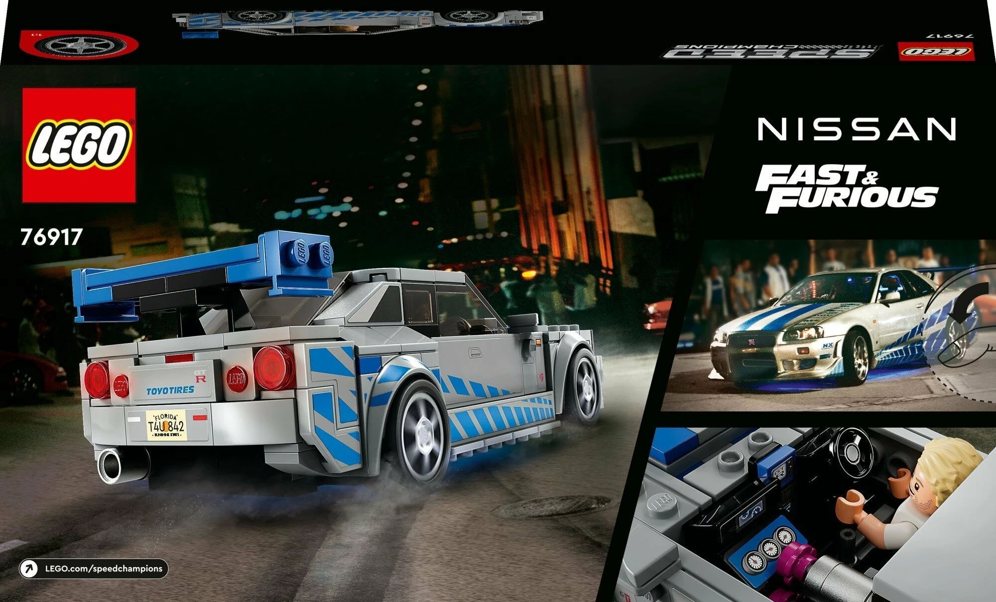 Set LEGO Speed Champions Nissan Skyline GT-R (R34) Fast & Furious 76917, 319 copë