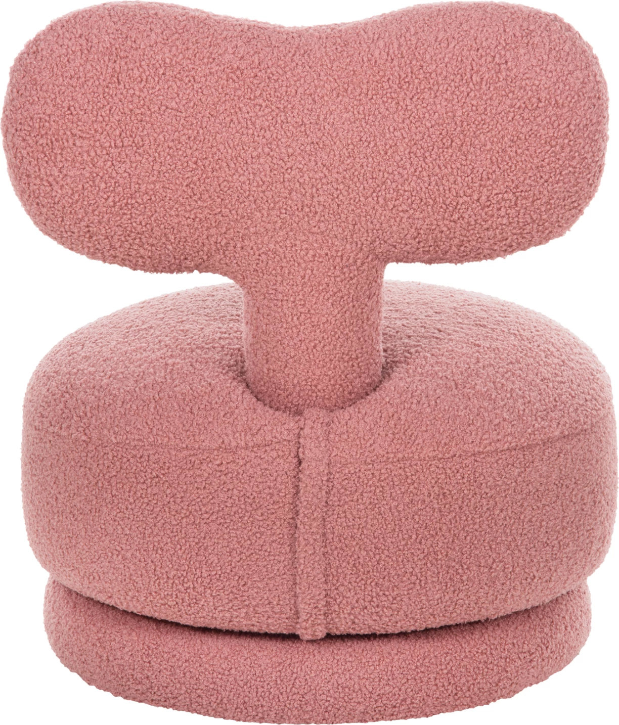 Karrige për bar me mbështetëse, rrotulluese, KRIVIO FH9775.02, ngjyrë rozë e pluhurosur, pëlhurë boucle, 52x53x60 cm