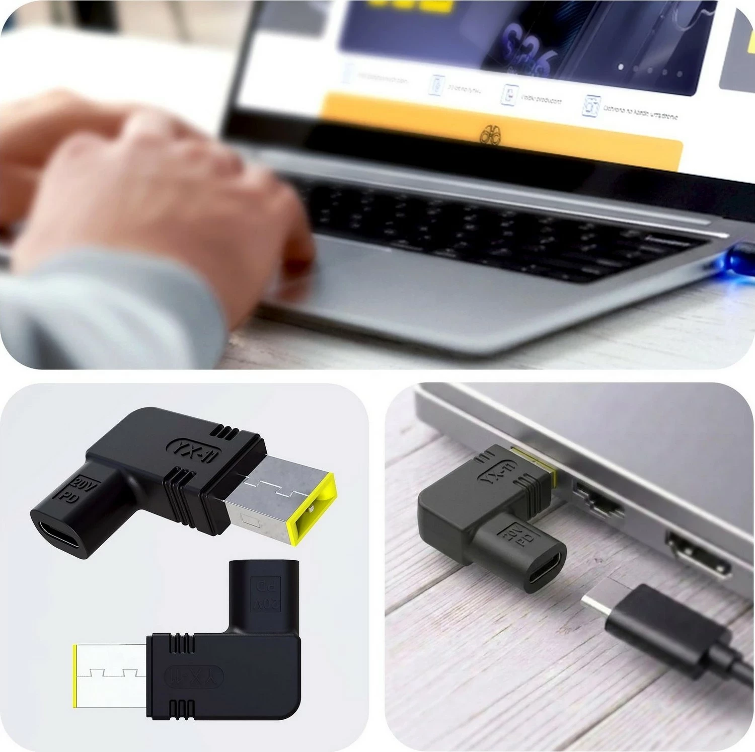Adapter rryme laptopi 3MK HARDY 65W, Lenovo, USB-C/slim, e zezë