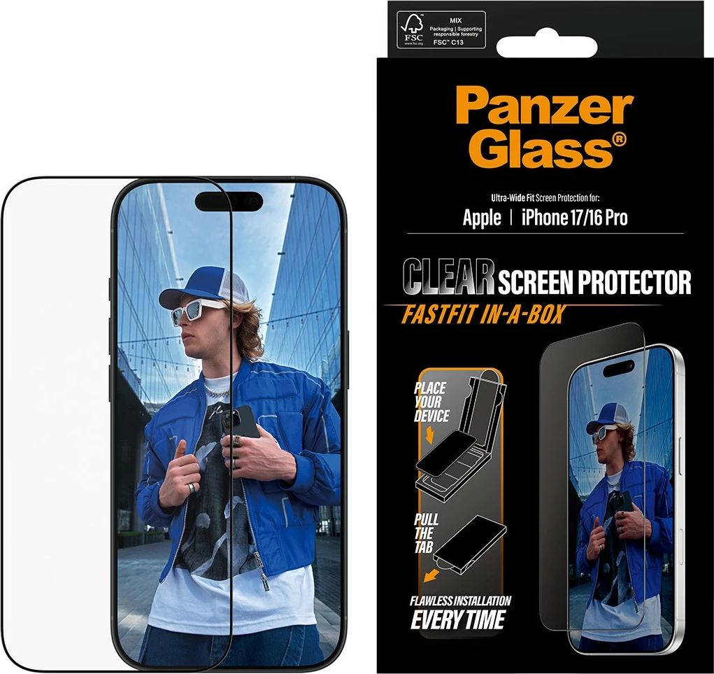 Mbrojtës ekrani PanzerGlass iPhone 17 UWF, kornizë e zezë