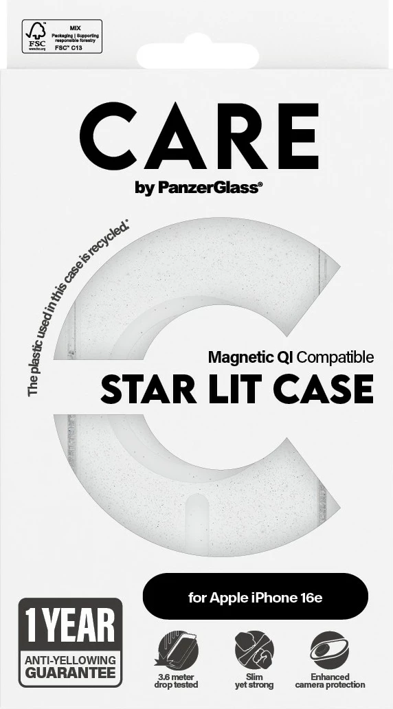 Mbështjellës PanzerGlass CARE Case Flagship Combat MagSafe për iPhone 16e, transparent