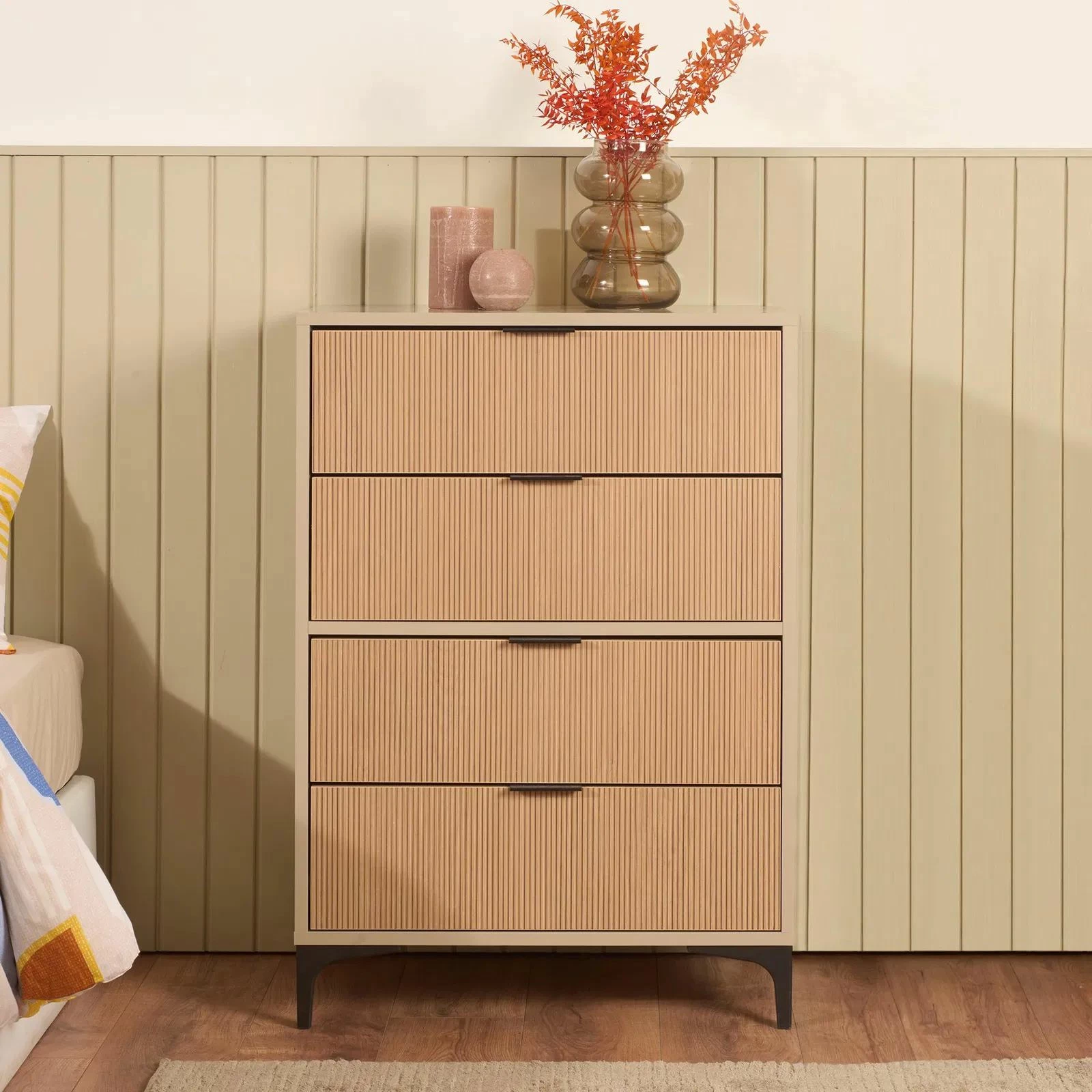 Komodë Skye Decor, Tuval 074, ngjyrë lis dhe Desert, 70x100x40cm