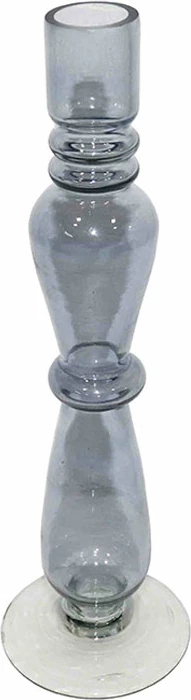 Mbajtëse qirinjsh Ballon, xham gri, 8x8x27cm