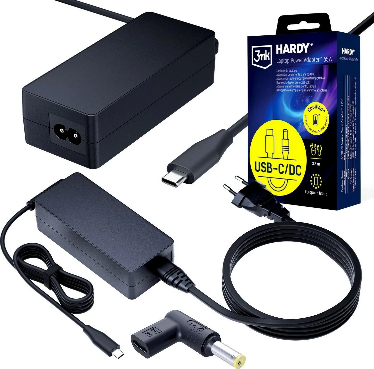 Karikues laptopi 3MK HARDY 65W, për Acer/Sony, USB-C/DC, i zi