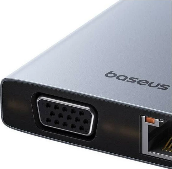 Stacion dokimi Baseus PortalJoy Series, 13w1, 2x HDMI, VGA, DP, 2x USB3.1, USB2.0, USB-C, Mini Jack, RJ45, SF/TF 100W, gri