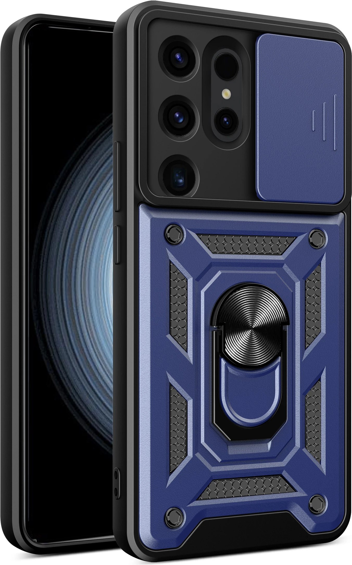 Mbështjellës Hurtel Hybrid Armor Camshield për Samsung Galaxy S24 Ultra, Kaltër