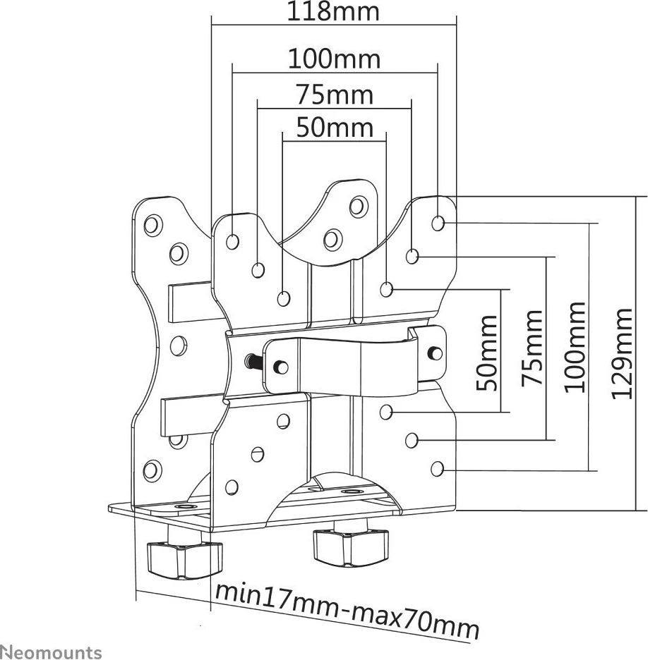 Mbajtëse Mini PC Neomounts NM-TC100BLACK, universal, montim VESA, 5 kg, e zezë
