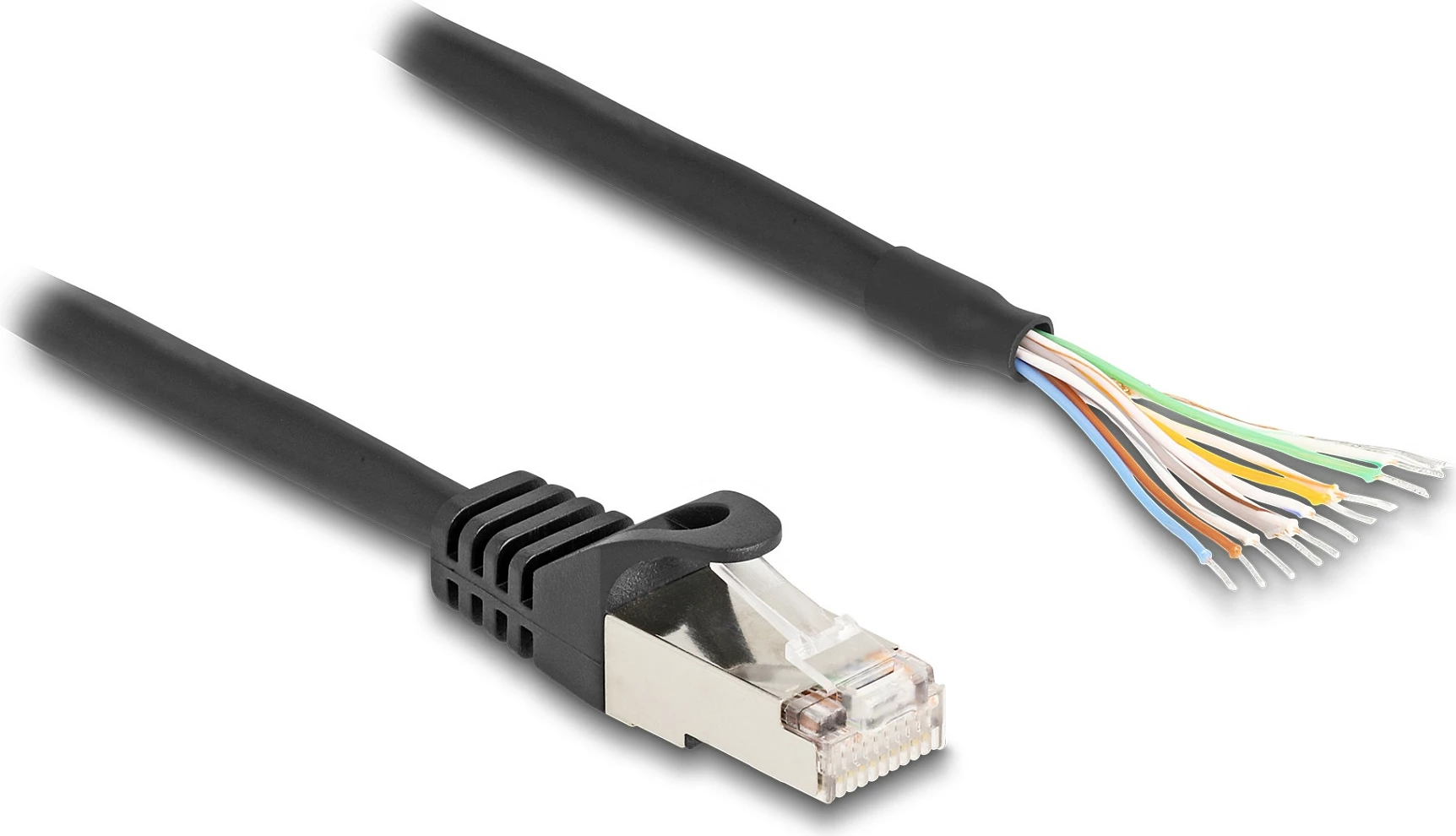 Kabllo DeLOCK RJ50 (mashkull) në skaje telash të hapur, 1 m, S/FTP, e zezë