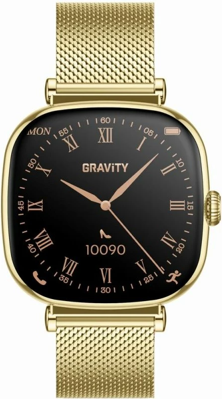 Smartwatch për femra Gravity GT32-1, gold me rrip rezervë rozë