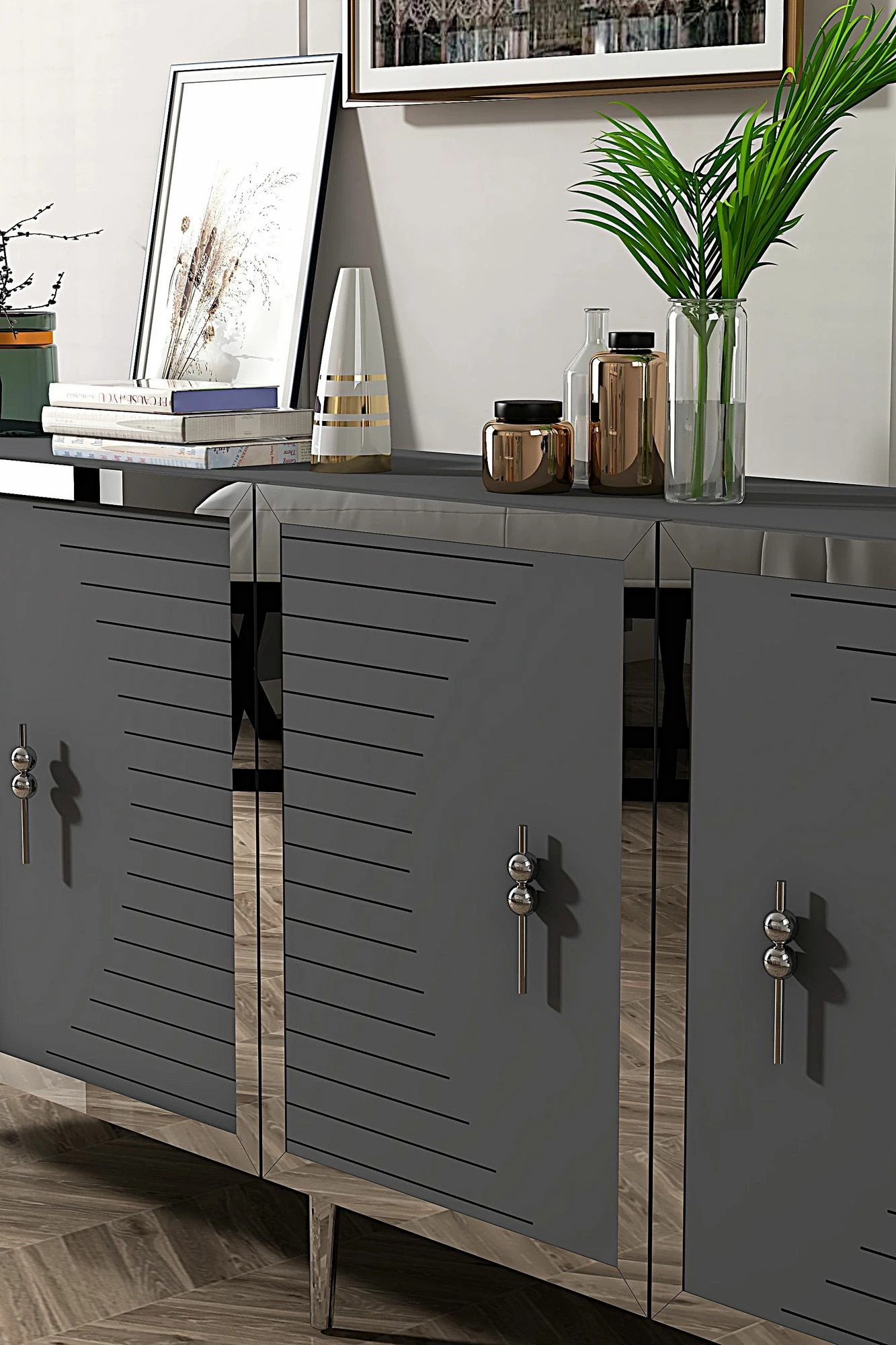 Konsol Skye Decor, Tuna 180, antracit, argjend
