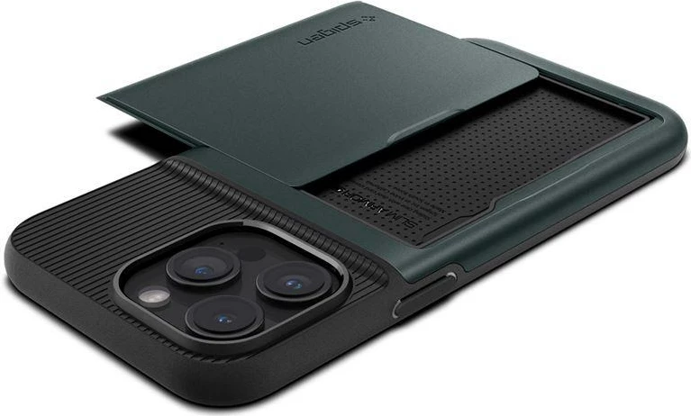 Mbështjellës Spigen Slim Armor CS për iPhone 15 Pro, e gjelbër e errët