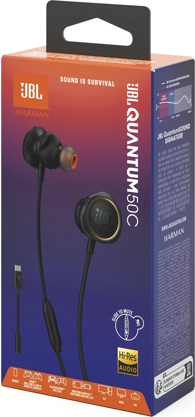 Kufje JBL Quantum 50 USB-C, in-ear, të zeza, me adapter USB-C