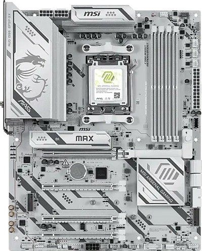 Pllakë amë MSI MAG B850 GAMING PLUS MAX WIFI, Socket AM5, ATX, DDR5 256GB, Wi‑Fi 7, e bardhë