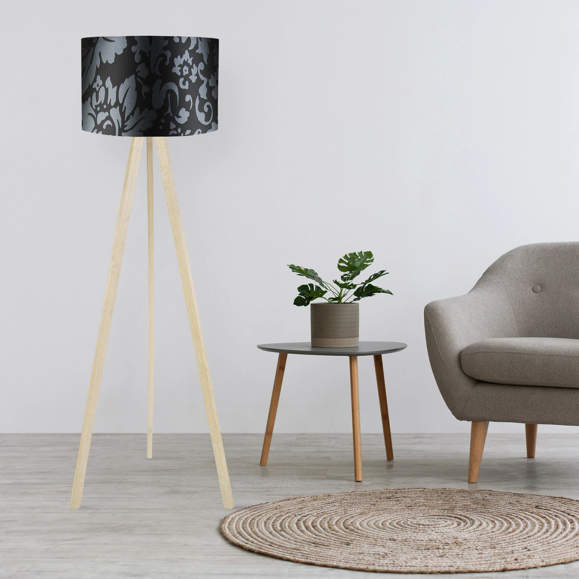 Llambë dyshemeje Opviq, AYD-1216, moderne, e zezë/gri/kafe, 38x140cm