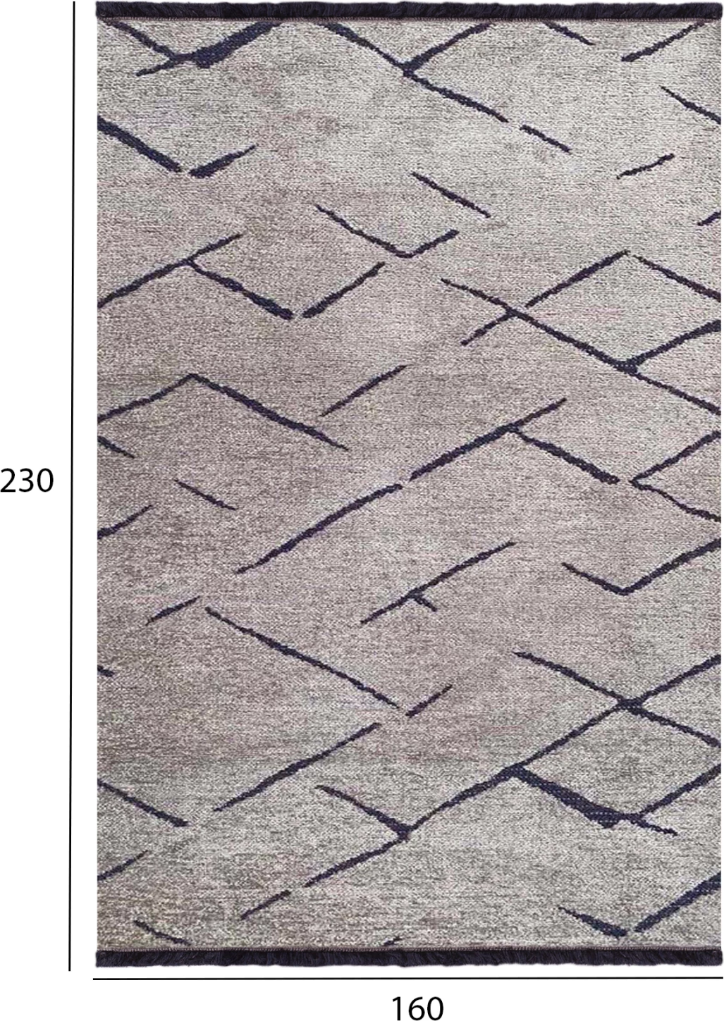 Tepih modern, ngjyrë gri e çelët, me vetë-franxha, FH7674.02, 160x230 cm