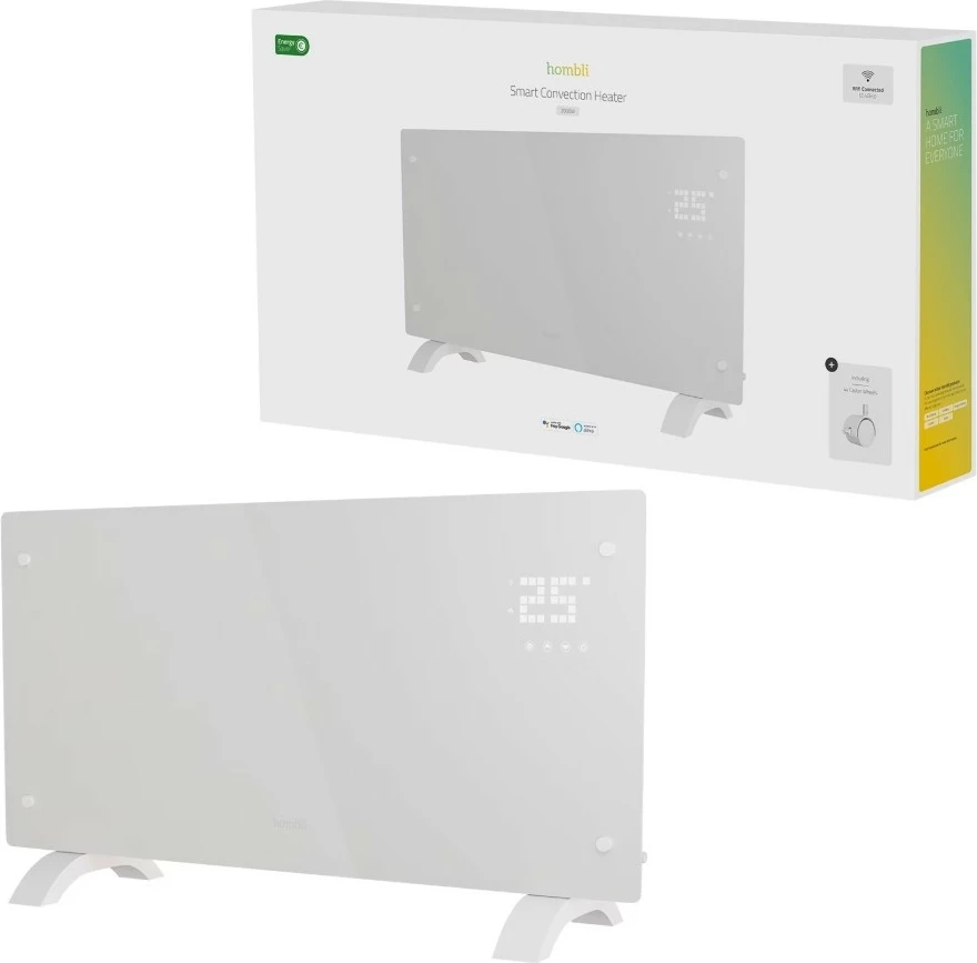 Ngrohës konveksioni Hombli Glass 2000W i bardhë, Wi-Fi, me telekomandë