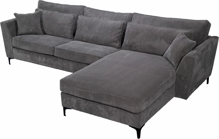 Këndollëse FOREVER, kënd i djathtë, kadife gri Lincoln 90, 316x185x92cm