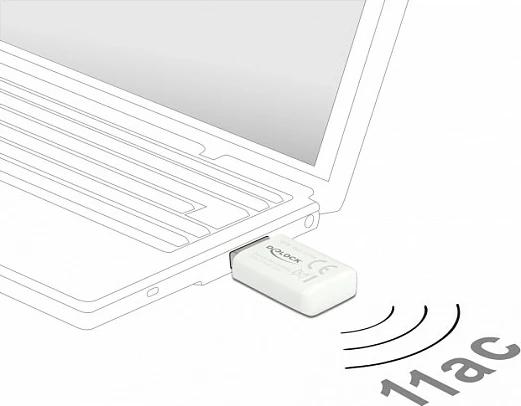 Adapter WiFi USB DeLOCK Dual Band AC867+N300, USB 3.2 Gen 1, i bardhë