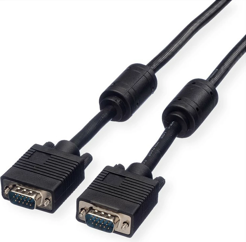 Kabllo VGA ROLINE High Quality, HD15 (D-Sub) M/M, 10 m, me ferrite, e zezë