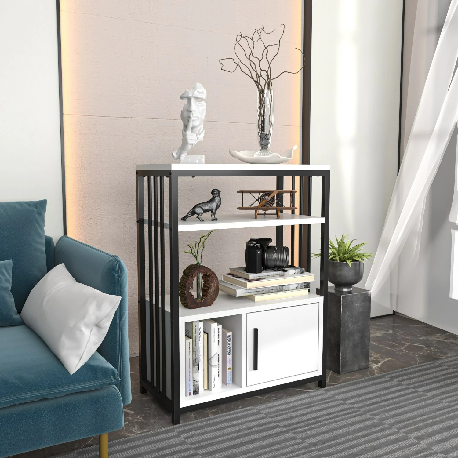 Raft librash Hanah Home, Letos, bardhë e zi
