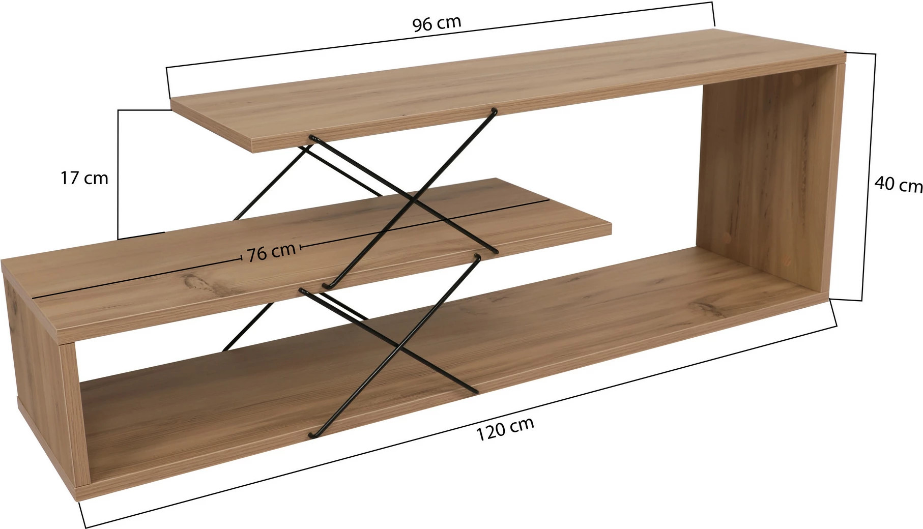 Komodë TV Hanah Home, dizajn zigzag, ngjyrë lisi