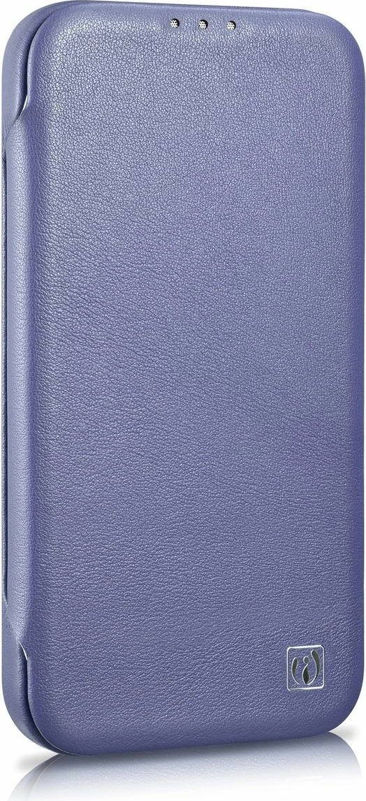 Mbështjellës lëkure iCarer CE Premium Folio për iPhone 14 Plus, MagSafe, Vjollcë e lehtë