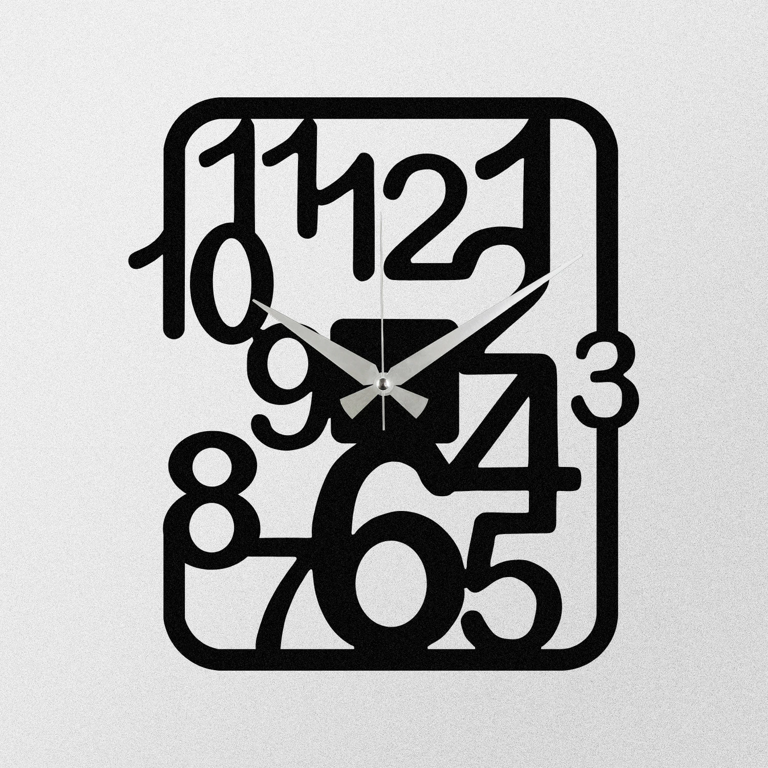 Orë muri dekorative prej metali, Wallity Enzoclock - S021, e zezë, 48x43cm