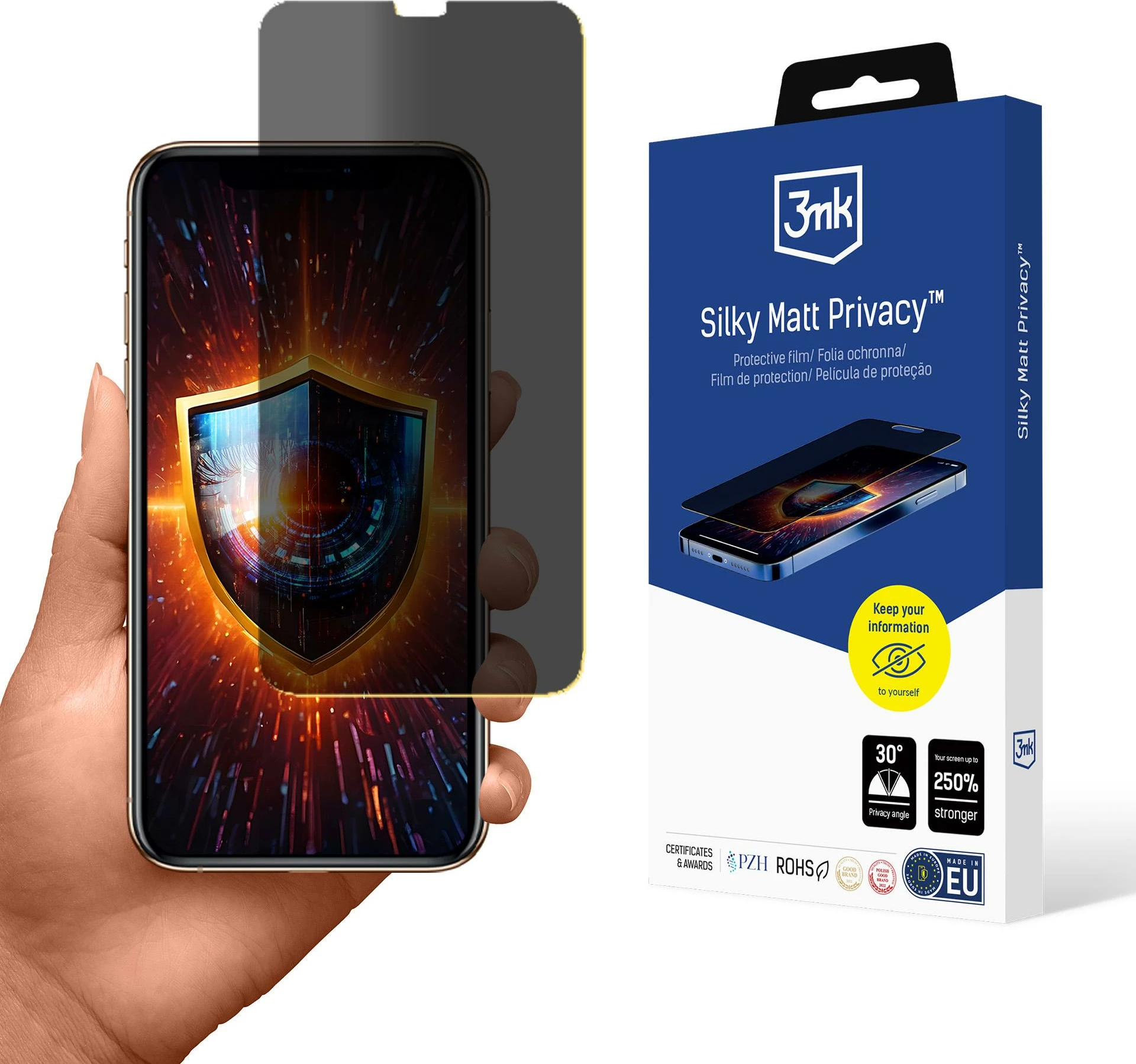 Mbrojtës ekrani mat me privatësi për iPhone XS, 3mk Silky Matt Privacy, TPU