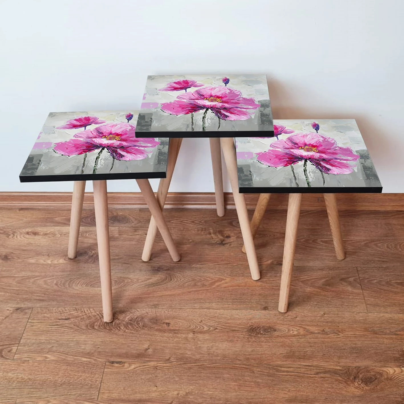 Set tavolinash të mbivendosura, 3 copë, ngjyrë gri, Skye Decor, 3Shp298