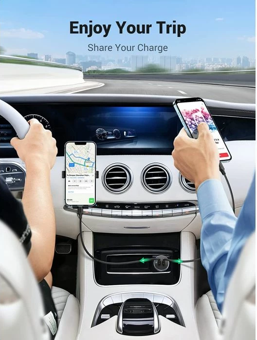 Karikues veture UGREEN 70594, 2x USB-C, QC 3.0, 40W, gri, në kuti