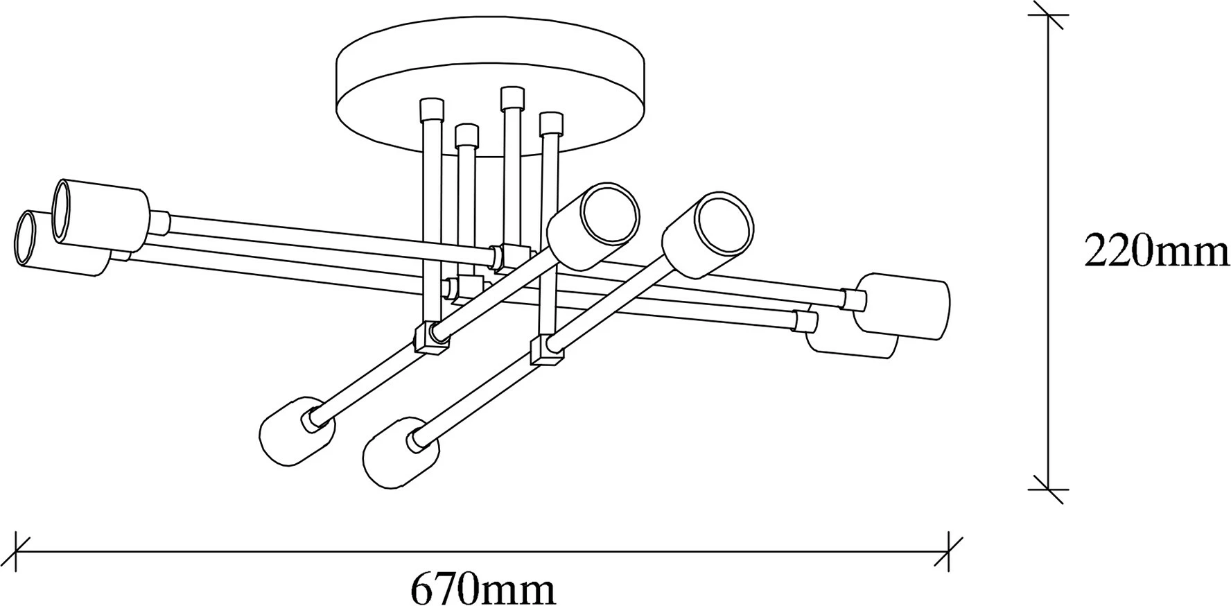 Llambë varëse tavani Opviq, model Exhaust, e zezë, 67x67cm, 8xE27