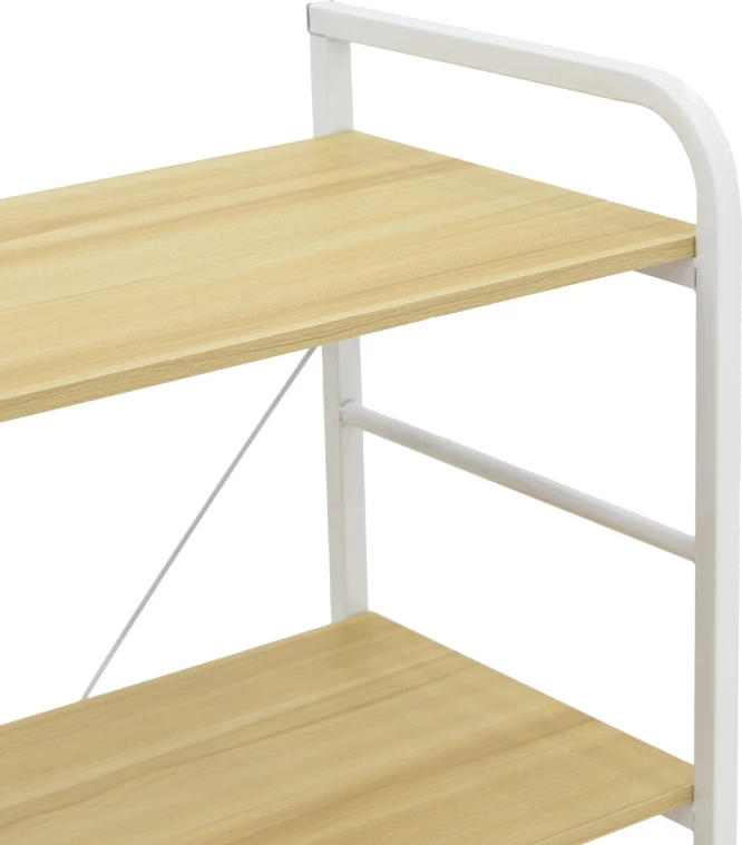 Raft në këmbë Depo, metal i bardhë-MDF, hije natyrale, 60x40x120cm