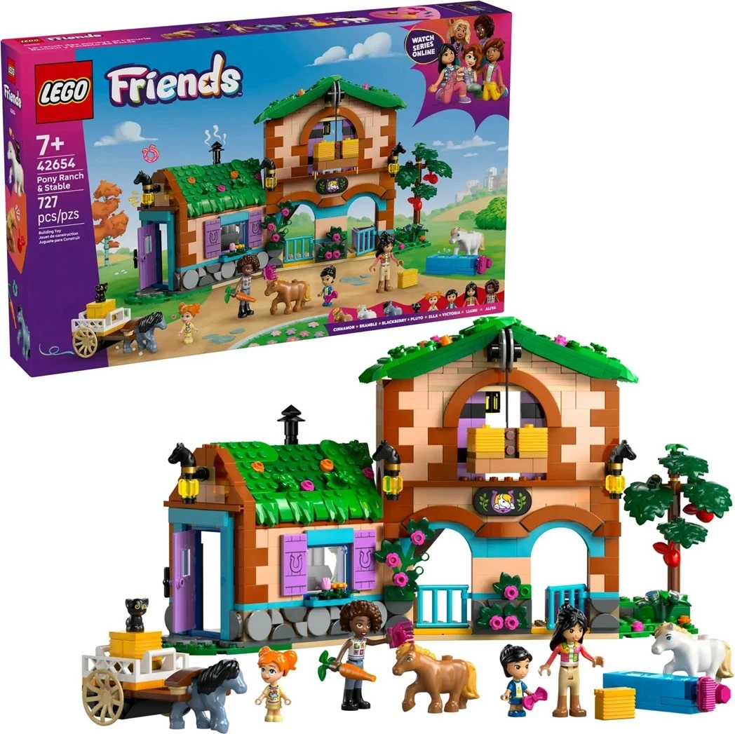 Set LEGO Friends Pony Ranch & Stable 42654, 727 pjesë, për fëmijë 7+