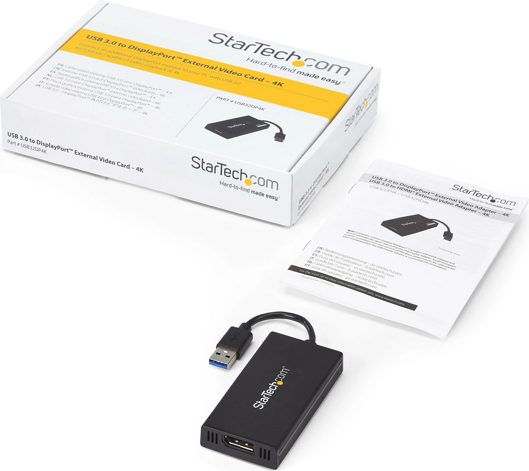 Adapter USB 3.0 në DisplayPort StarTech USB32DP4K, 4K 30Hz, DisplayLink, i zi